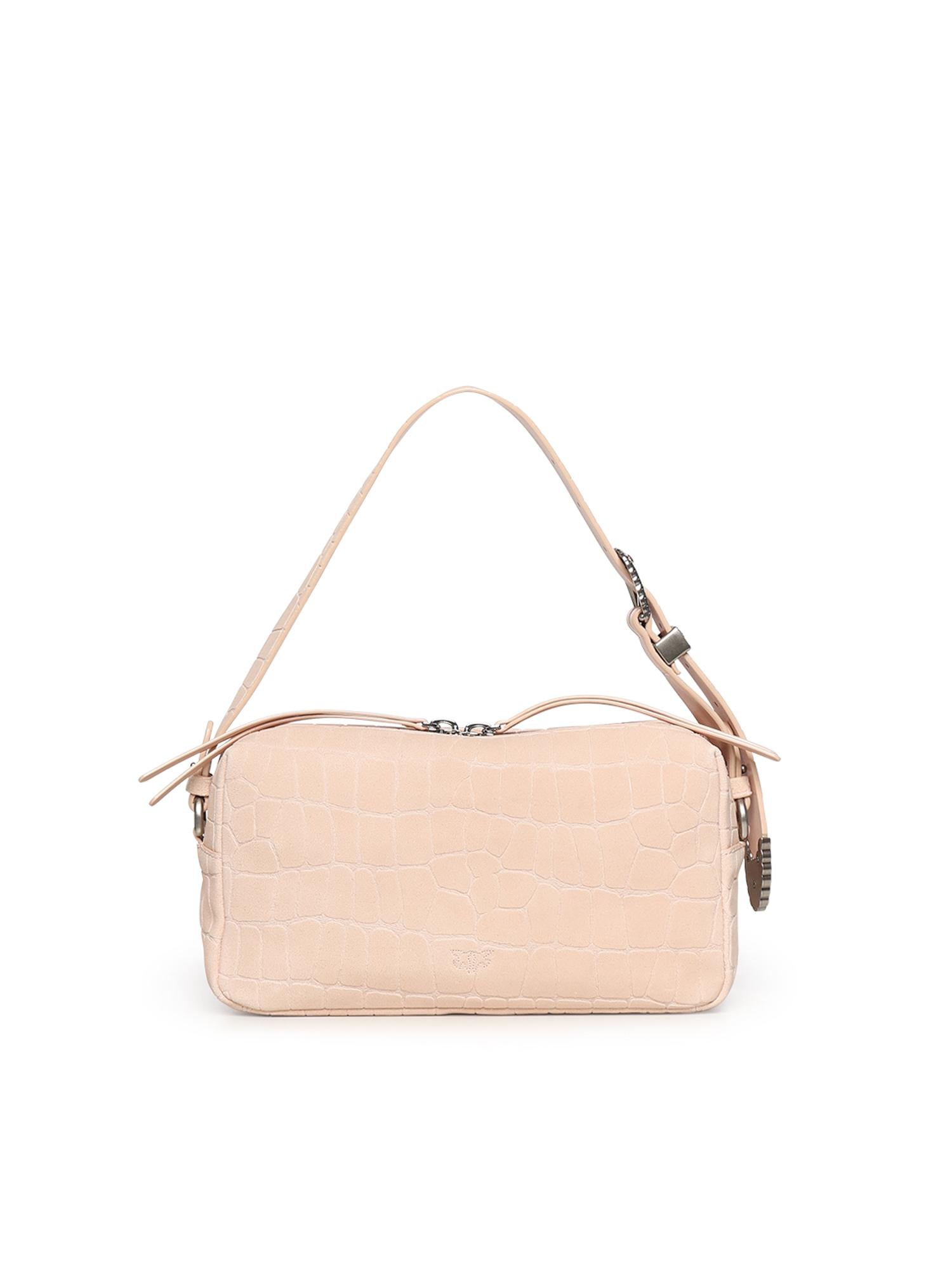 Borsa bauletto a tracolla in pelle stampa coccodrillo 106761 A2YWA28O PINKO 