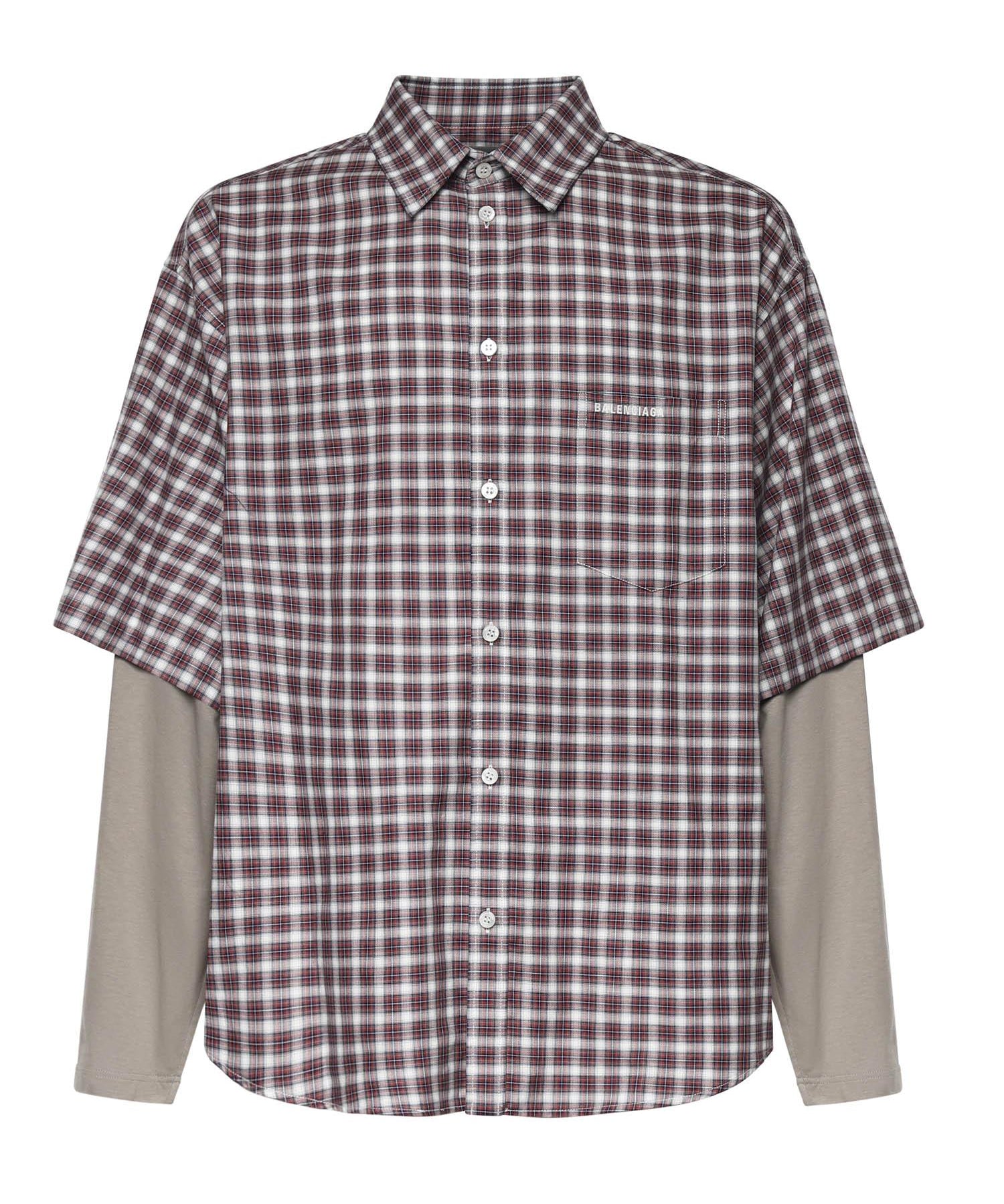Camicia Wrong Sleeve in popeline check 866543 TUM176011 BALENCIAGA 