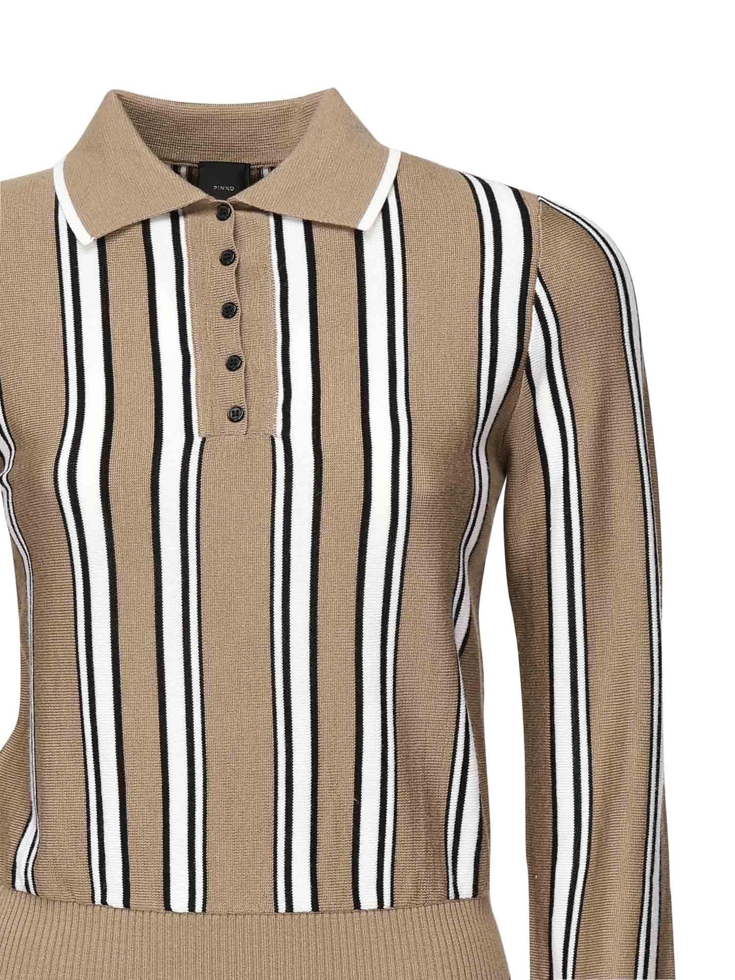 Maglia stile polo a righe 105809 A2UOL4Z PINKO 