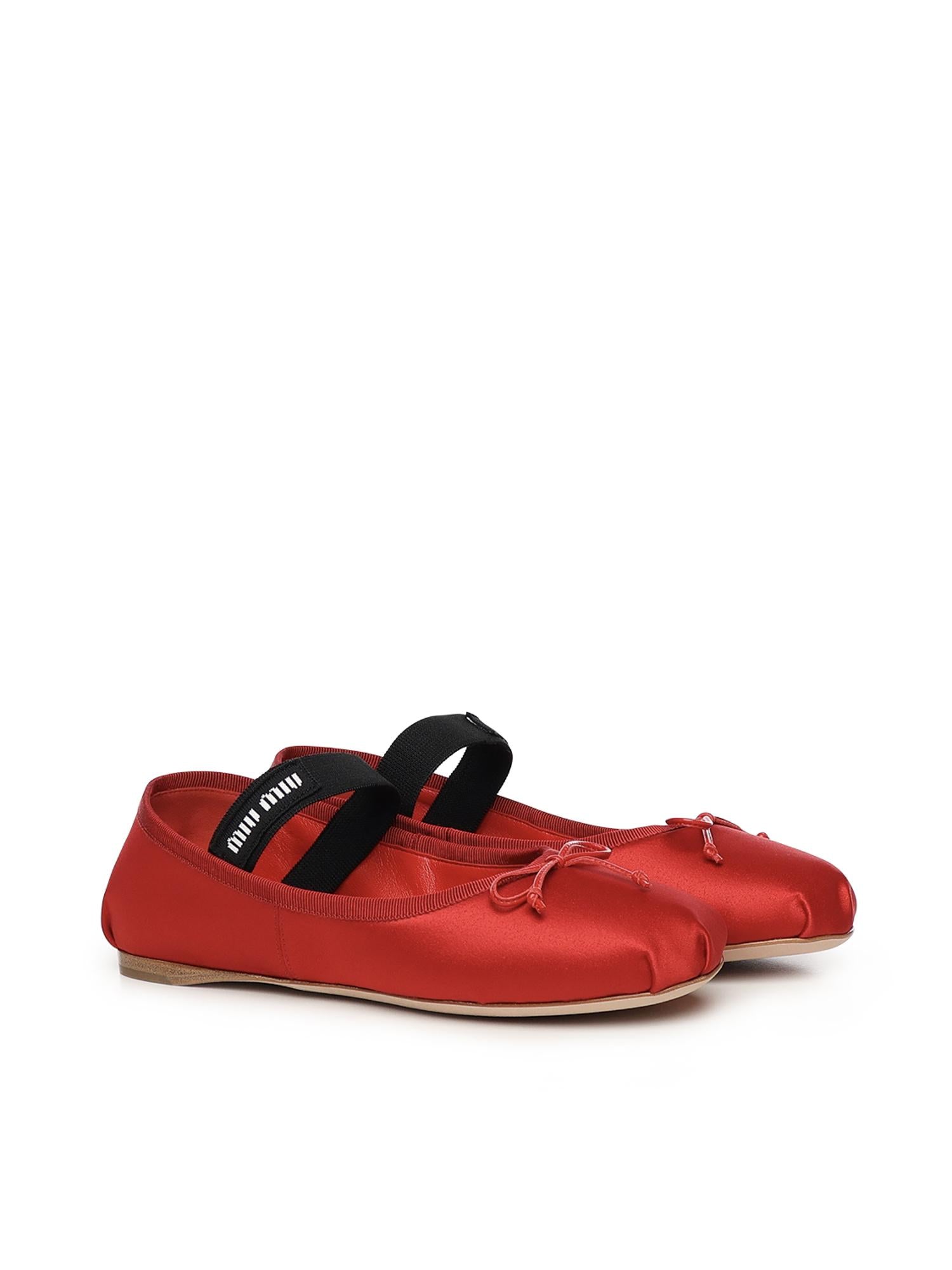 Ballerine in raso con logo 5F794D QU6F0011 MIU MIU 