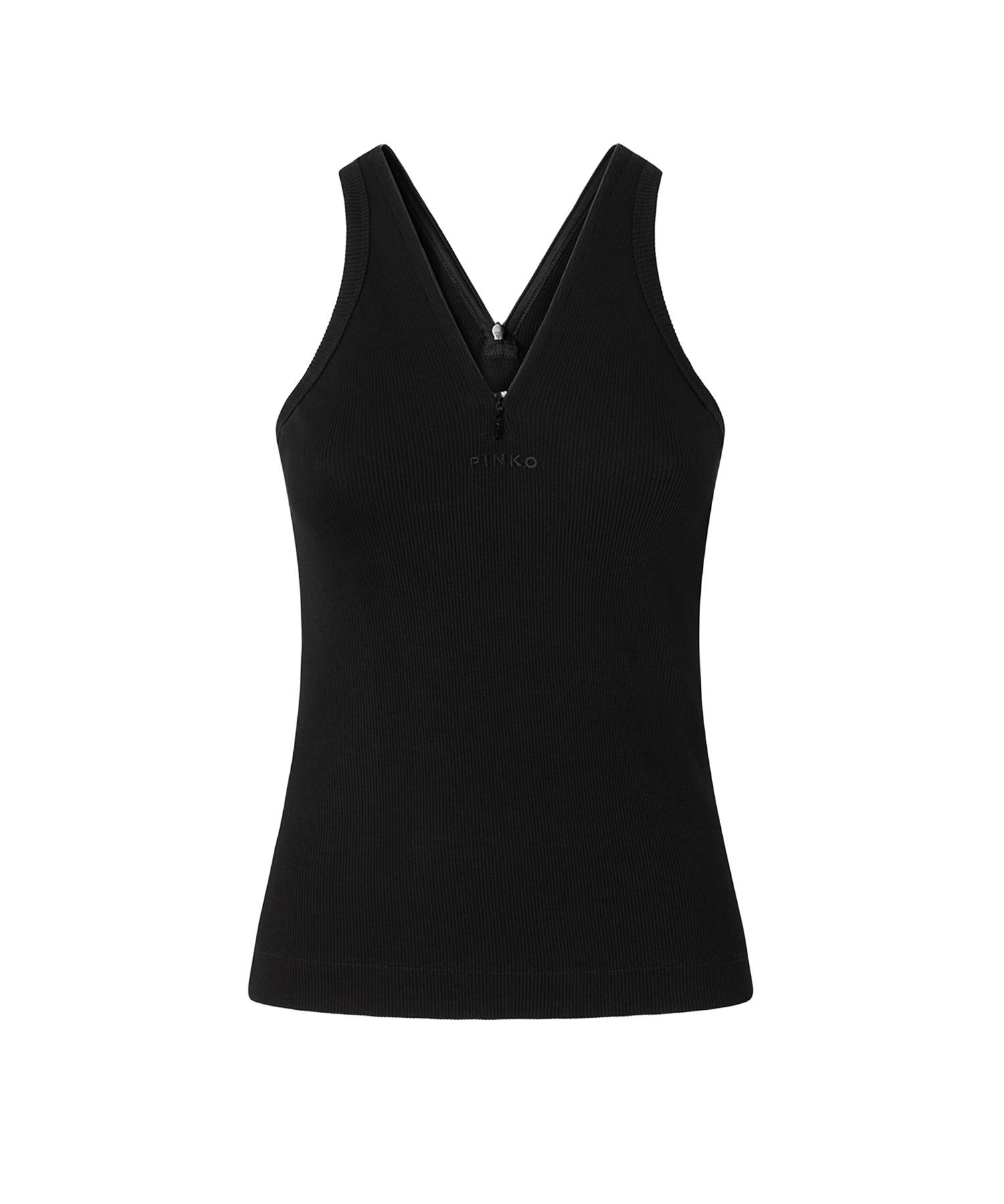 Canotta a costine con logo 107310 A3GGZ99 PINKO 