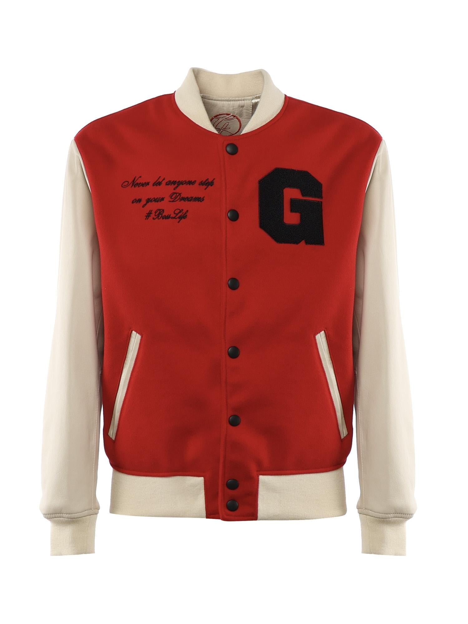 Bomber Varsity in nappa e tessuto VARSITY NAPPAROSSO GIULIANO GALIANO 