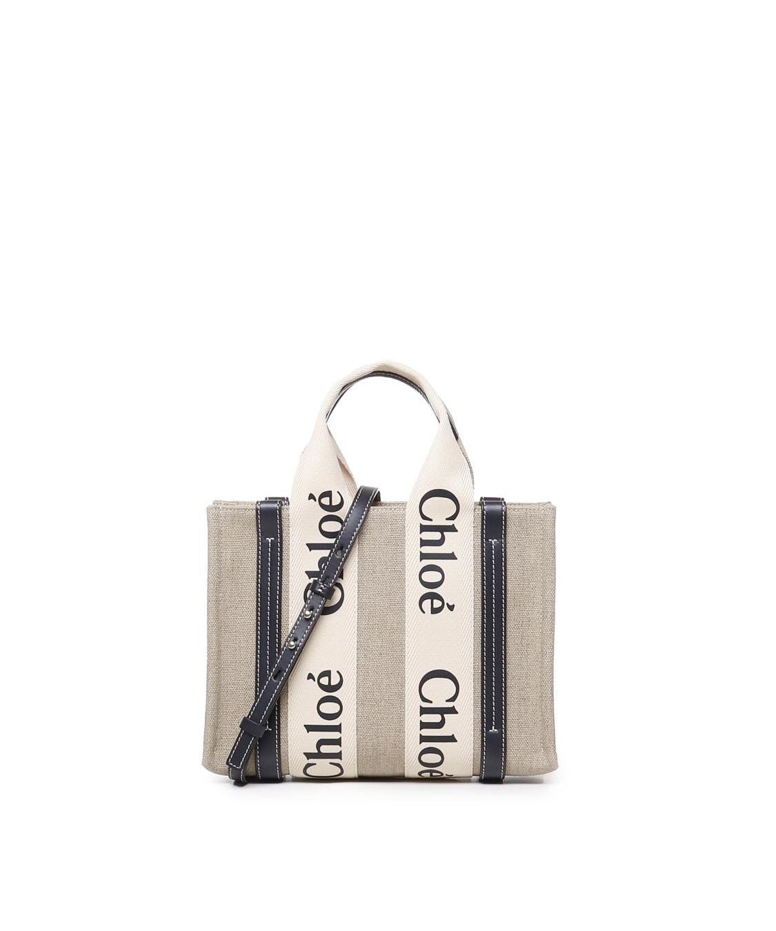 Tote bag piccola Woody in lino CHC22AS397I26 91J CHLOÉ 