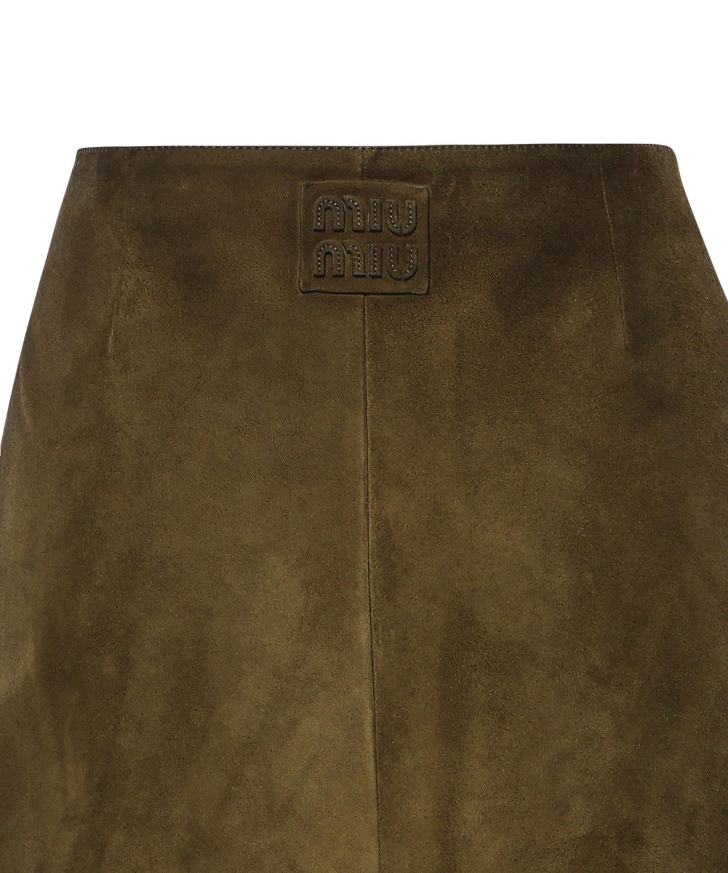 Gonna in pelle scamosciata cerata MPD858 19QLF0D09 MIU MIU 