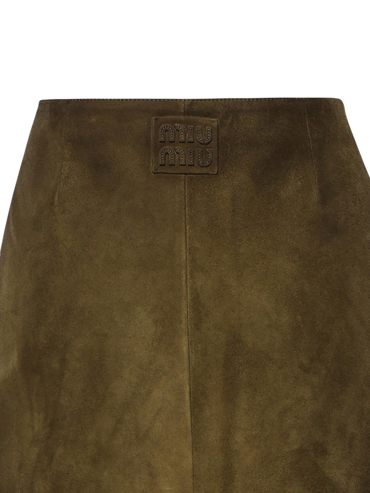 Gonna in pelle scamosciata cerata MPD858 19QLF0D09 MIU MIU 