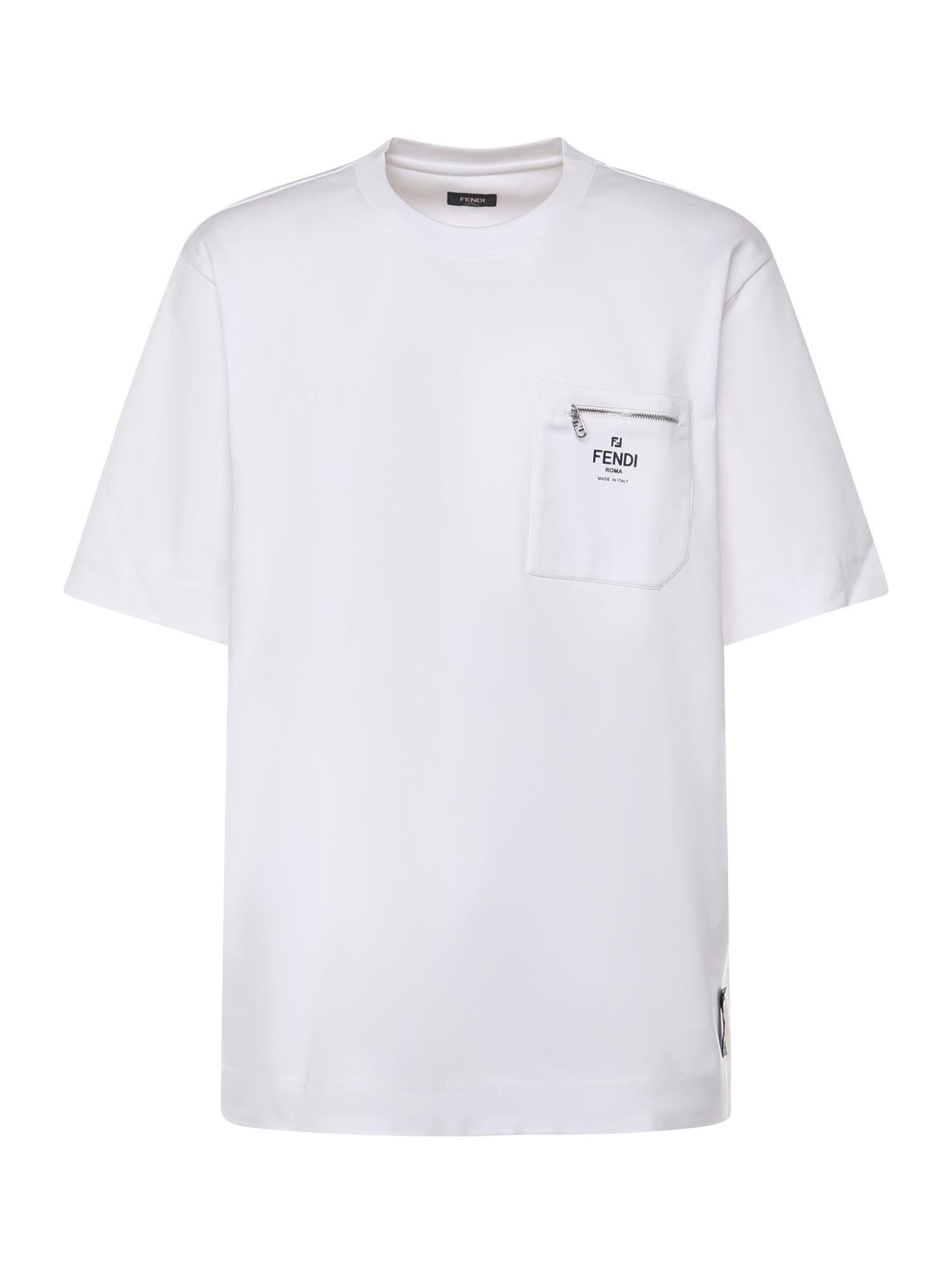 T-shirt in cotone con taschino logo e zip FY0936 ARYRF0QA0 FENDI 