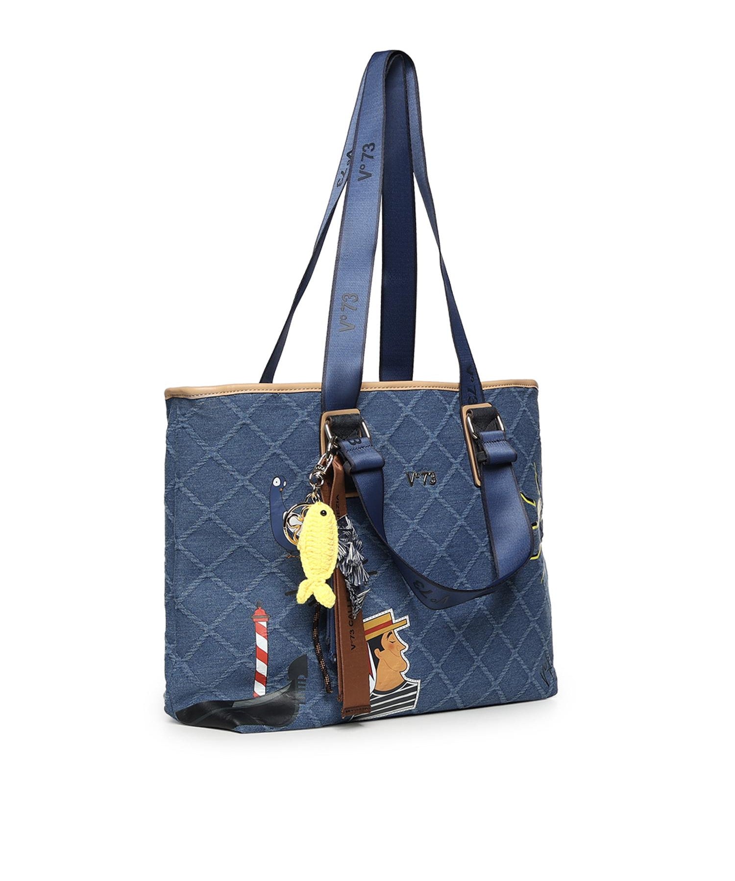 Borsa shopping Tita con logo 73BS9TZ01D TITADENIM/NATURALE V° 73 