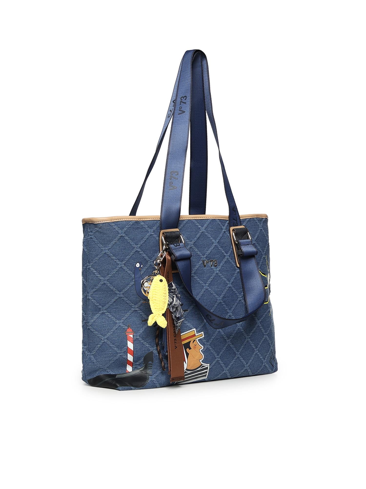 Borsa shopping Tita con logo 73BS9TZ01D TITADENIM/NATURALE V° 73 