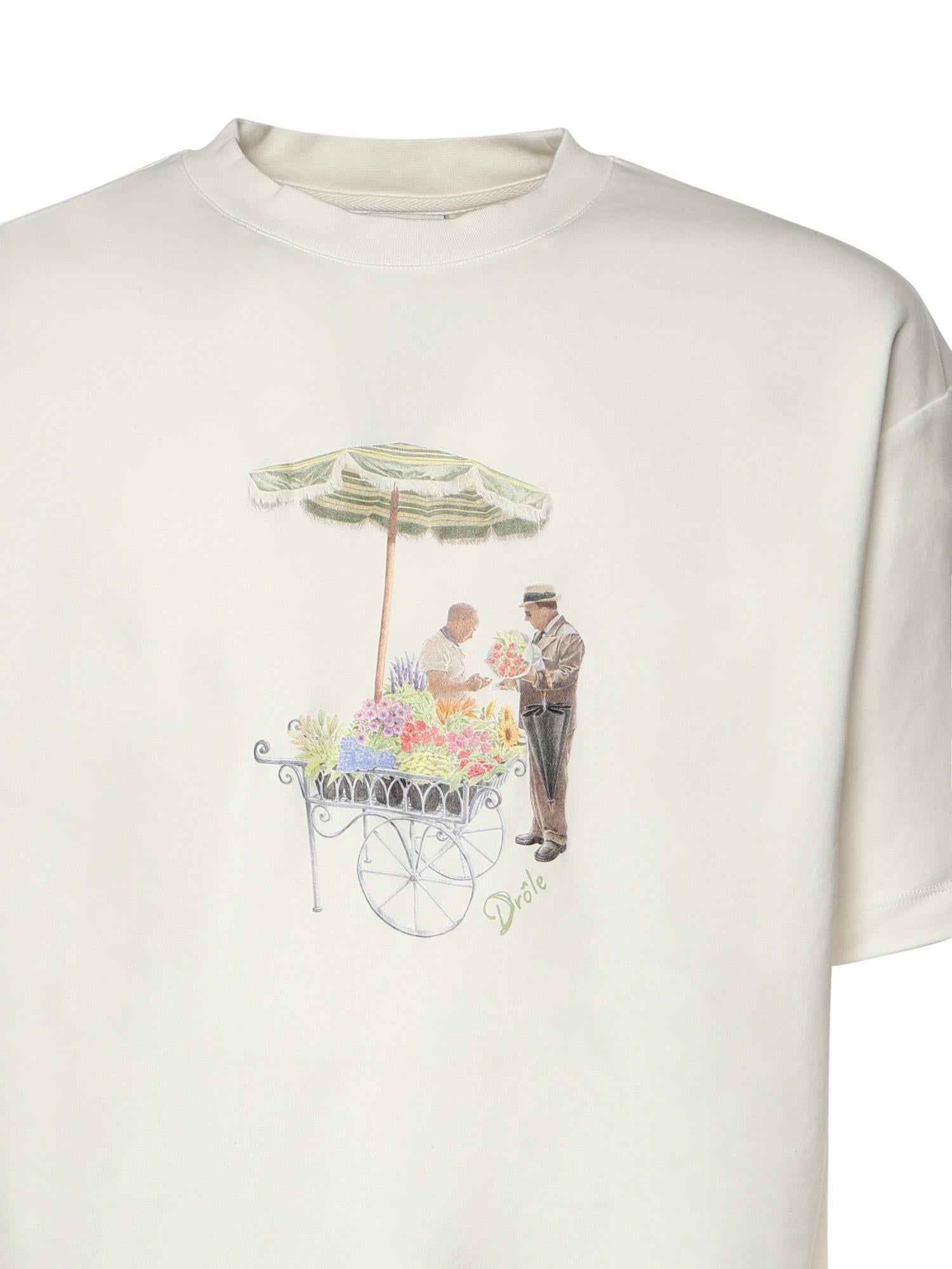 T-shirt Fleuriste in cotone KTS310CO002 OW Drôle de Monsieur 