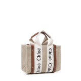 Woody bag piccola in canvas di lino CHC22AP237I26 90U CHLOÉ 