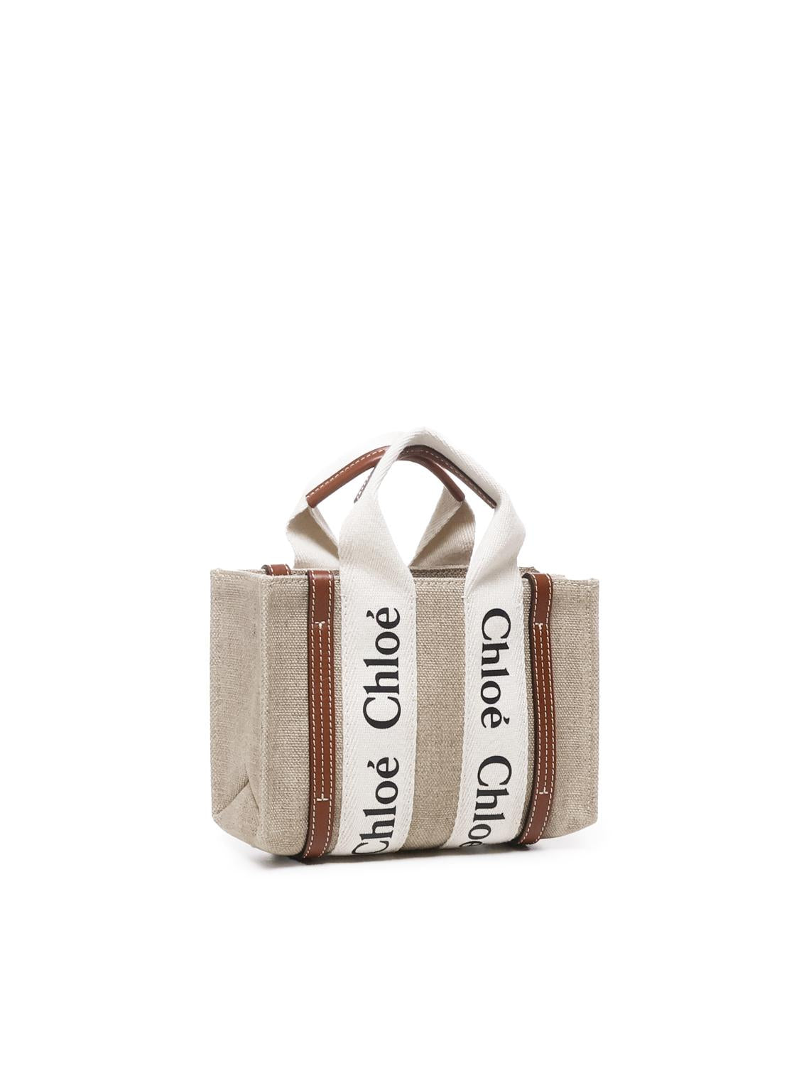 Woody bag piccola in canvas di lino CHC22AP237I26 90U CHLOÉ 