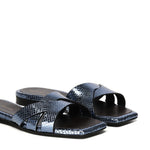 Sandali piatti Miryam<BR/> MIRYAM RETTILE JEANS GIULIANO GALIANO 