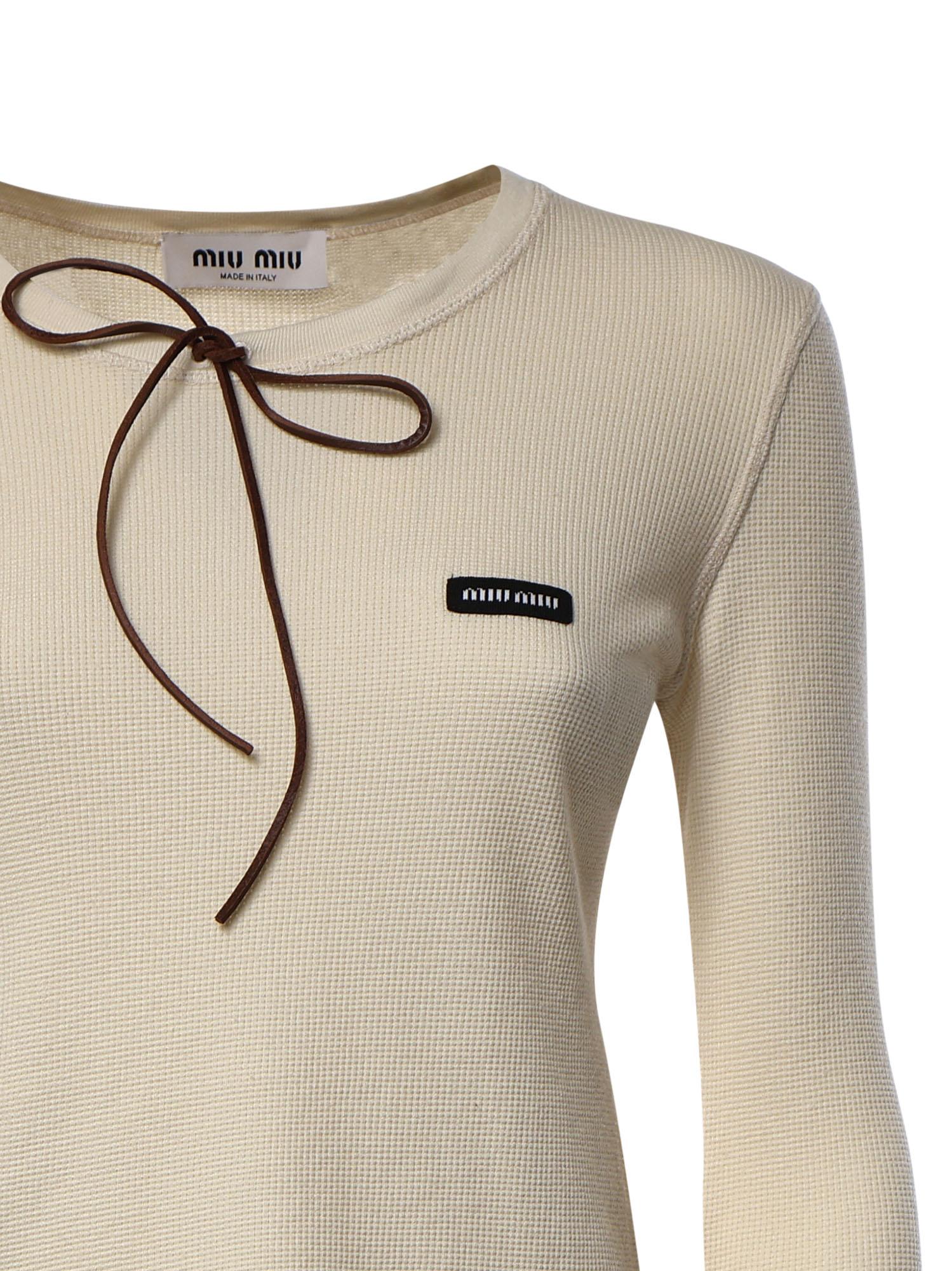 T-shirt in cotone MJLA58 191IF0379 MIU MIU 