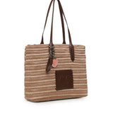 Borsa shopping Cassie con logo 73BS9M801 CASSIENATURALE/MORO V° 73 