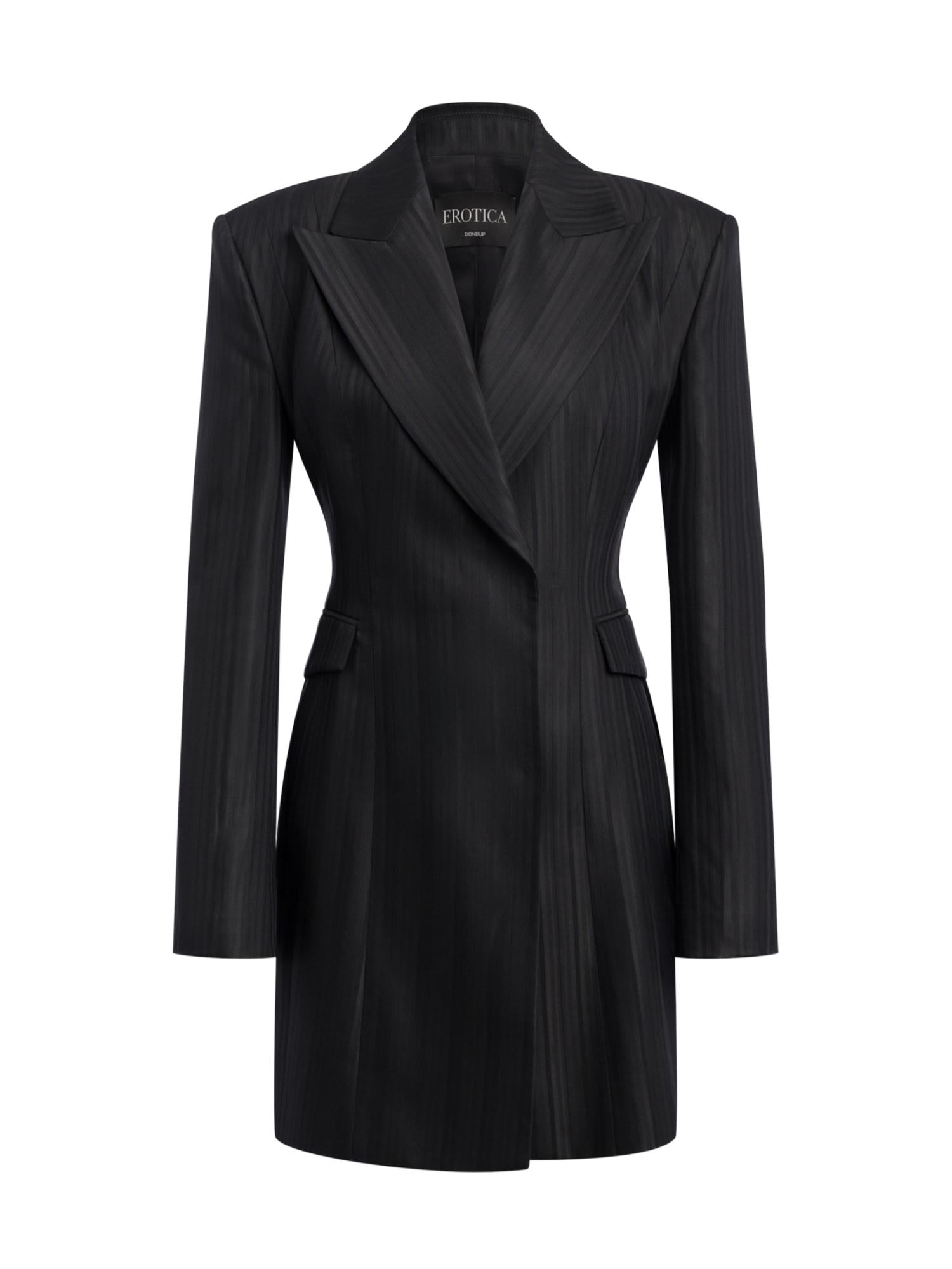 Miniabito robe-manteau in gessato lana e viscosa DA574 EFE166D999 DONDUP 