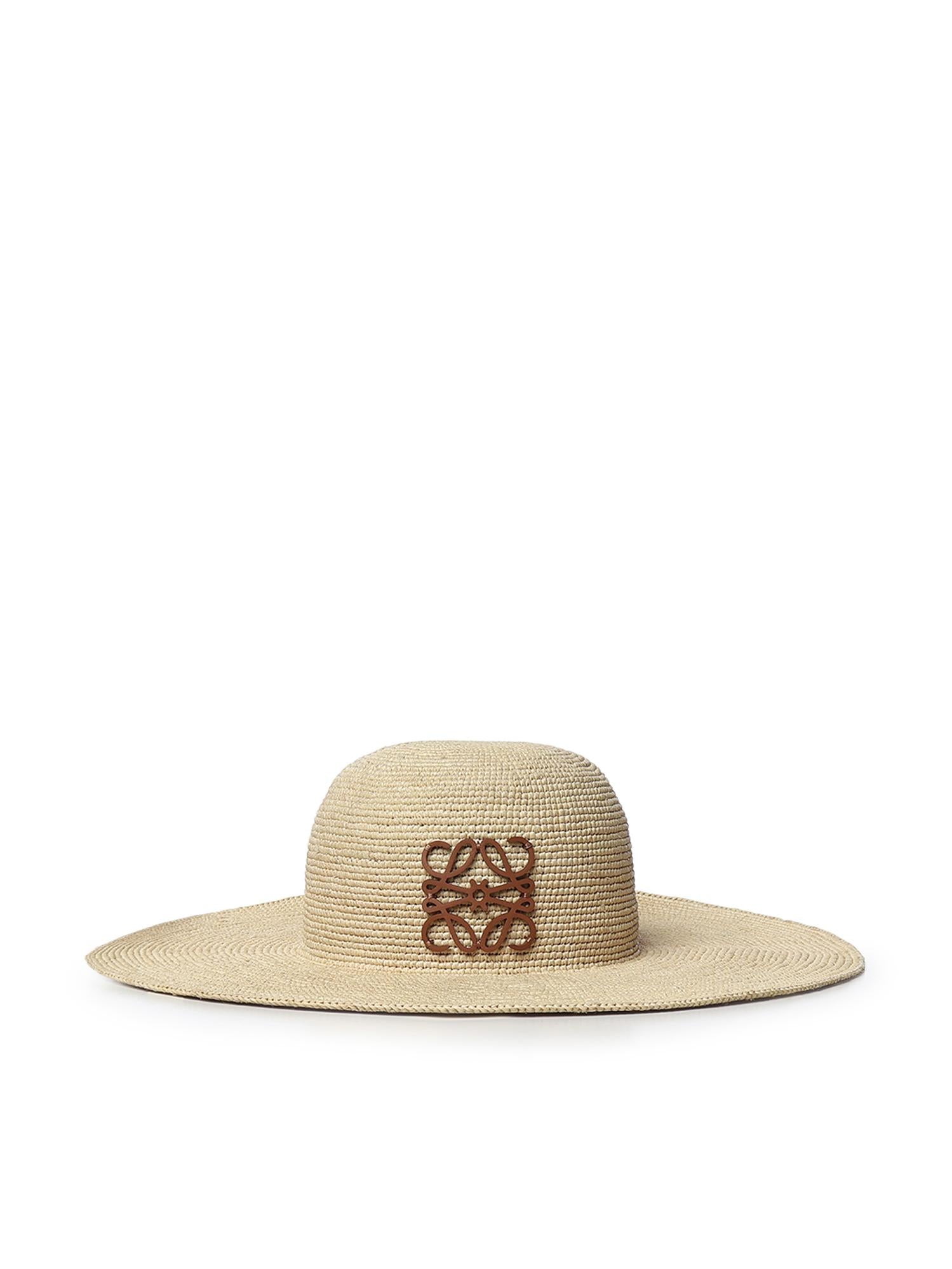 Cappello da sole in rafia e pelle di vitello K820SUHX04 2123 LOEWE 