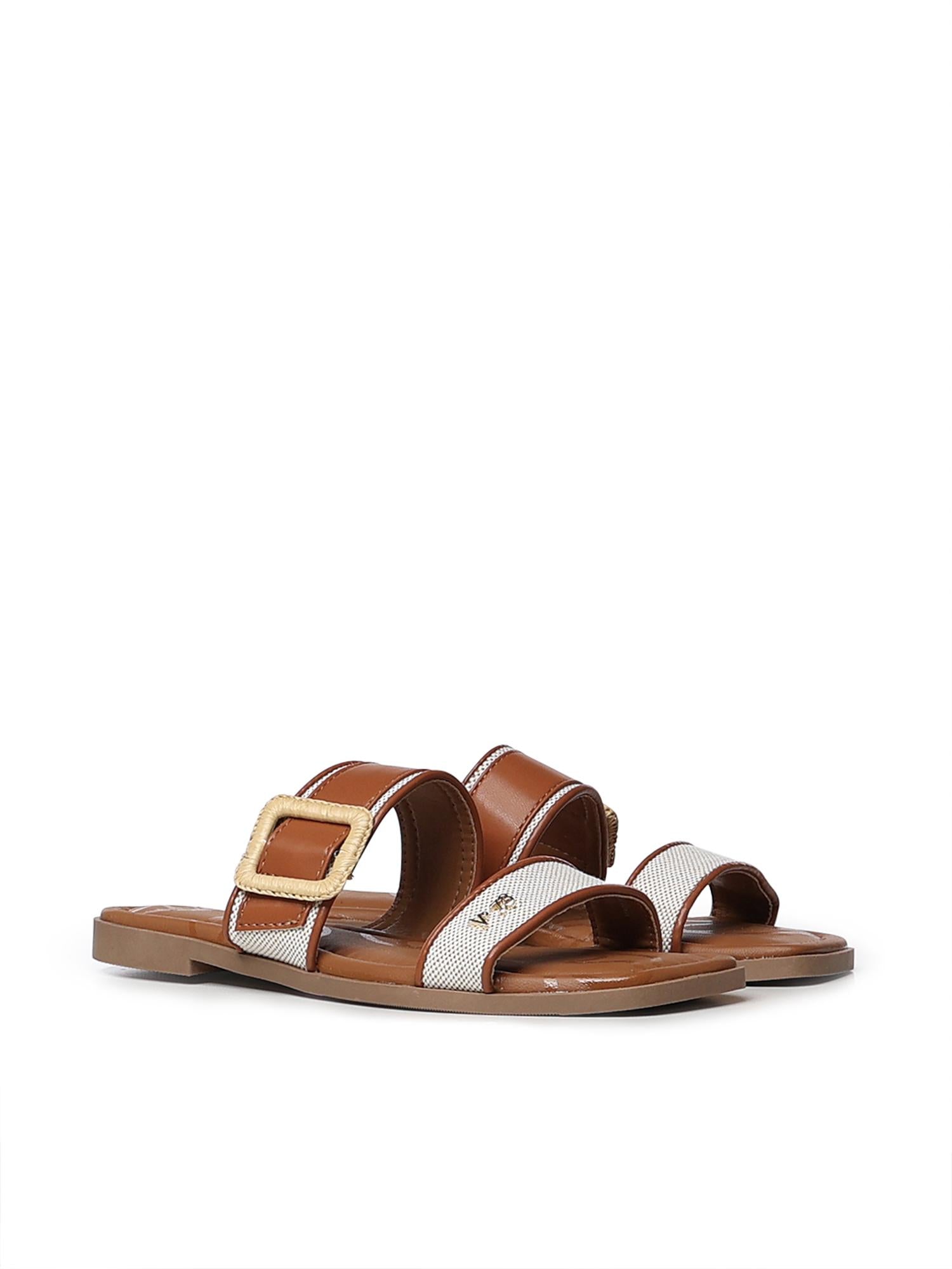 Sandali flat Cassie con logo 73SC9XW01 CASSIE FLATNATURALE/CUOIO V° 73 