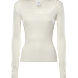Top Heritage in maglia a costine 126MT0479FI0001 0001 COURREGES 
