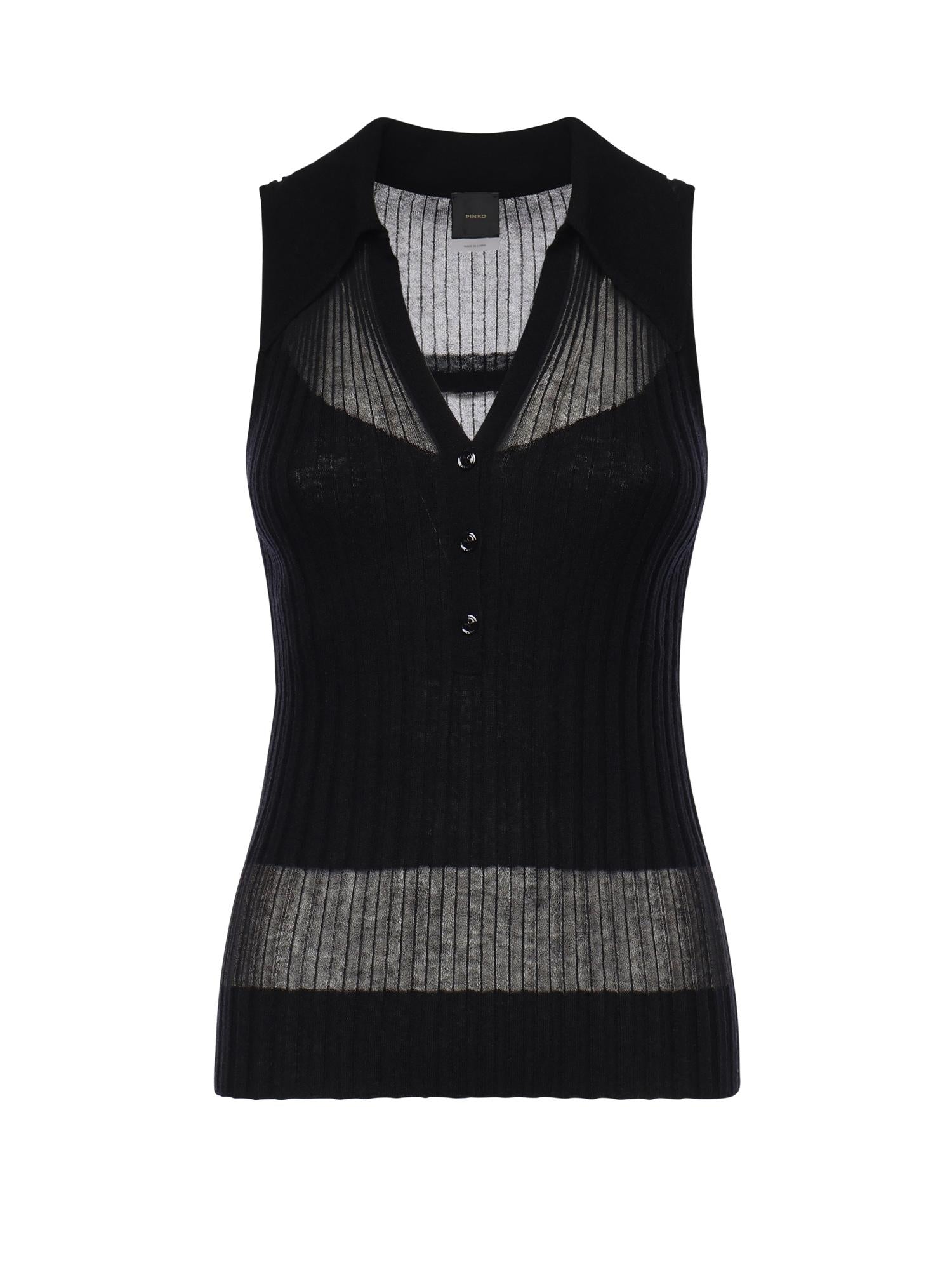 Canotta a polo in maglia a coste 106318 A34BZ99 PINKO 