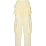 Pantaloni cargo in georgette trasparente 104751 A21FD22 PINKO 