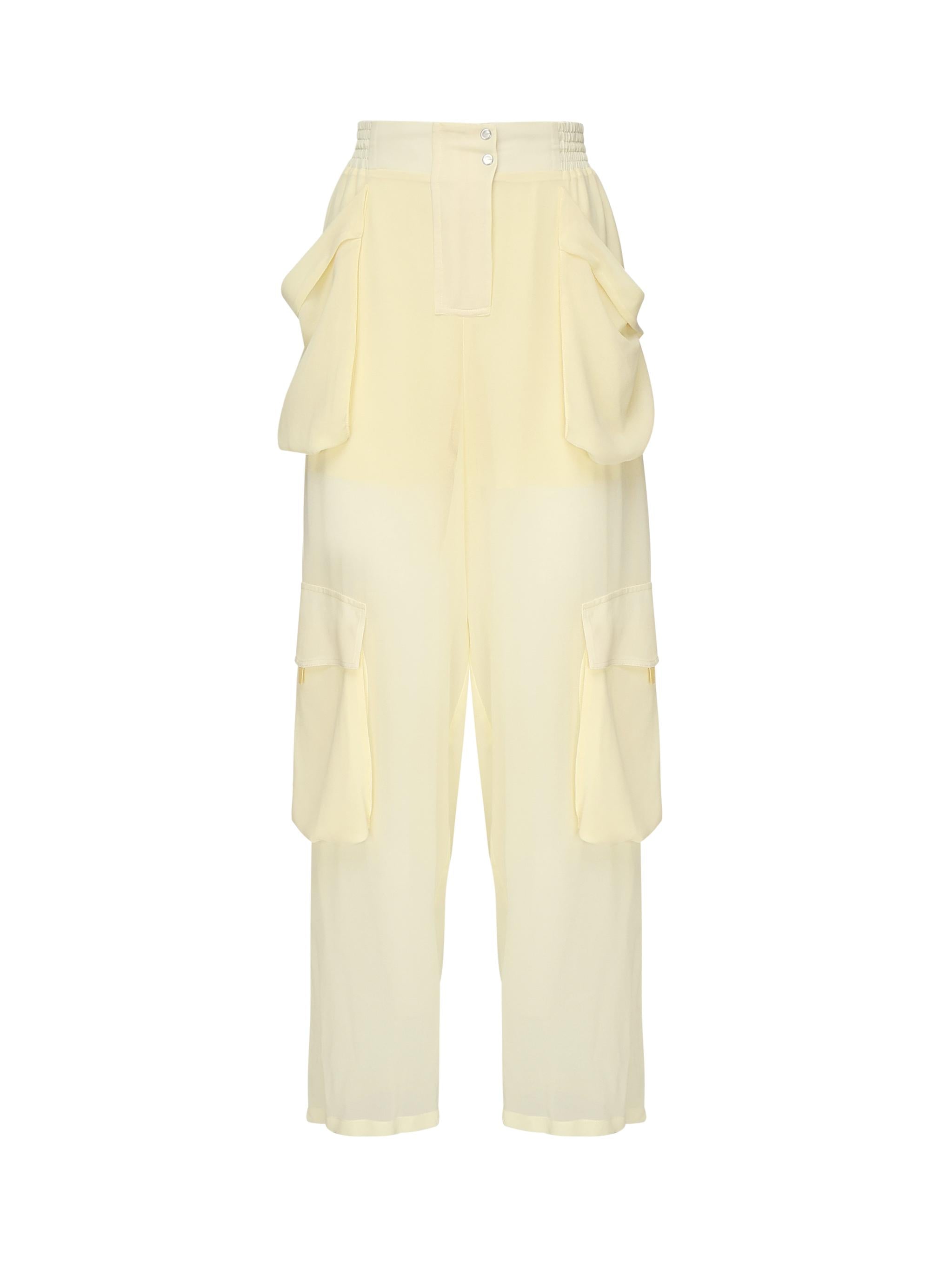 Pantaloni cargo in georgette trasparente 104751 A21FD22 PINKO 