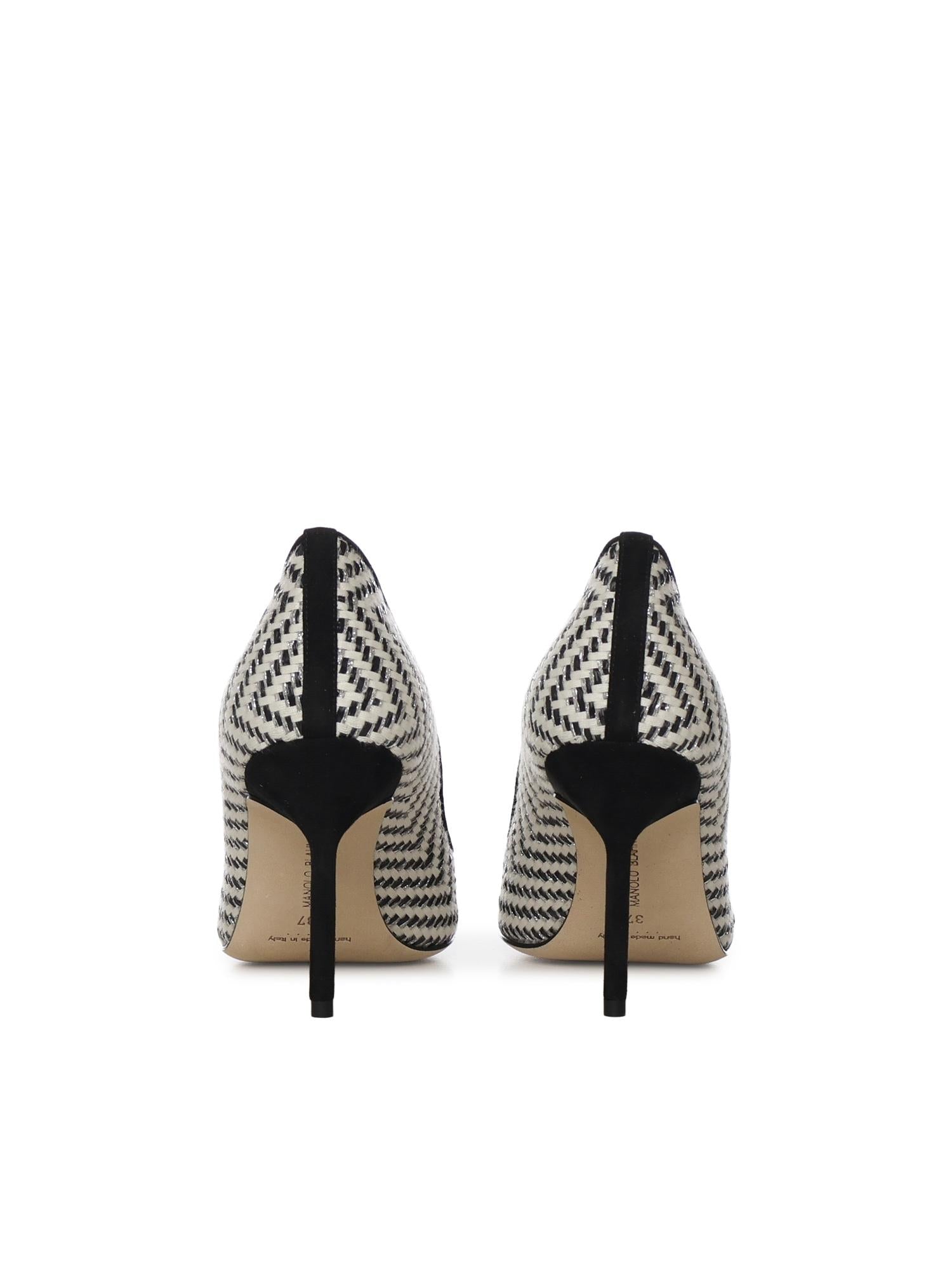 Pumps in rafia e pelle 1263124 978I MANOLO BLAHNIK 