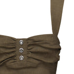 Crop top in lino con bottoni 104885 A0IMX26 PINKO 