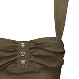Crop top in lino con bottoni 104885 A0IMX26 PINKO 