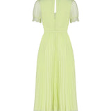 Abito longuette in chiffon con dettaglio in pizzo RS23-075M CHIFFONLIME GREEN SELF-PORTRAIT 