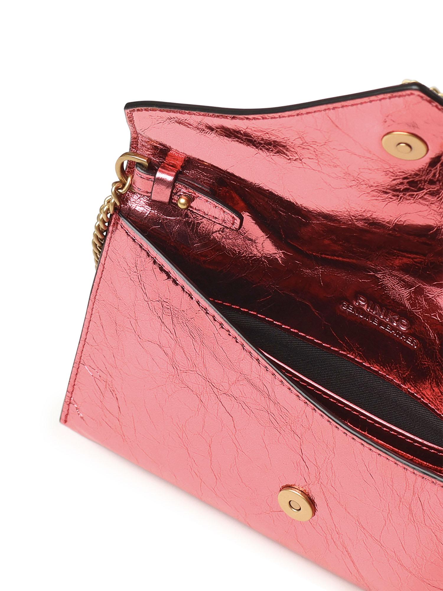 Bustina in pelle metallizzata con logo 105347 A2OTQ59Q PINKO 
