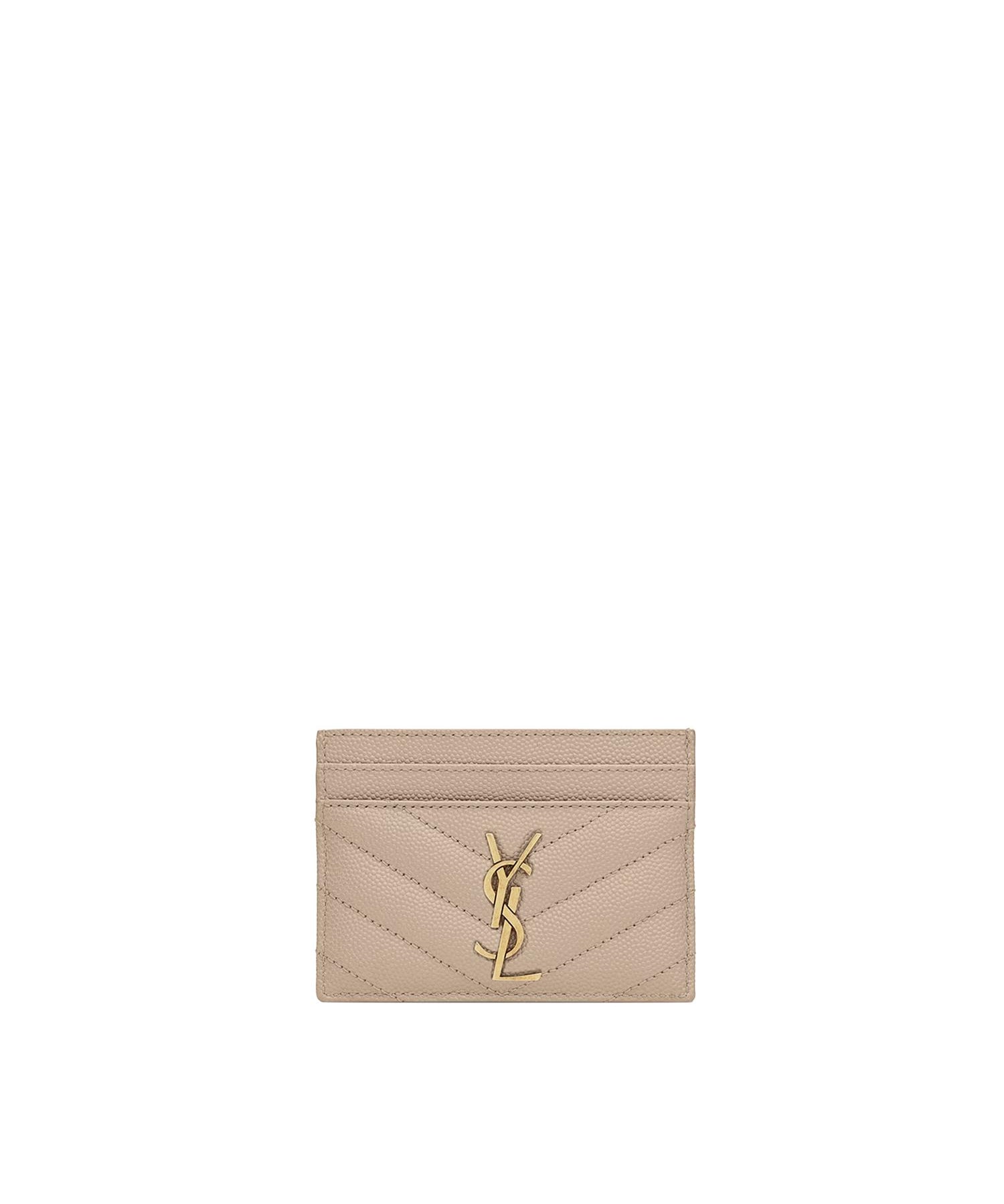Portacarte Cassandre matelassé in grain de poudre 423291 BOW012721 SAINT LAURENT 