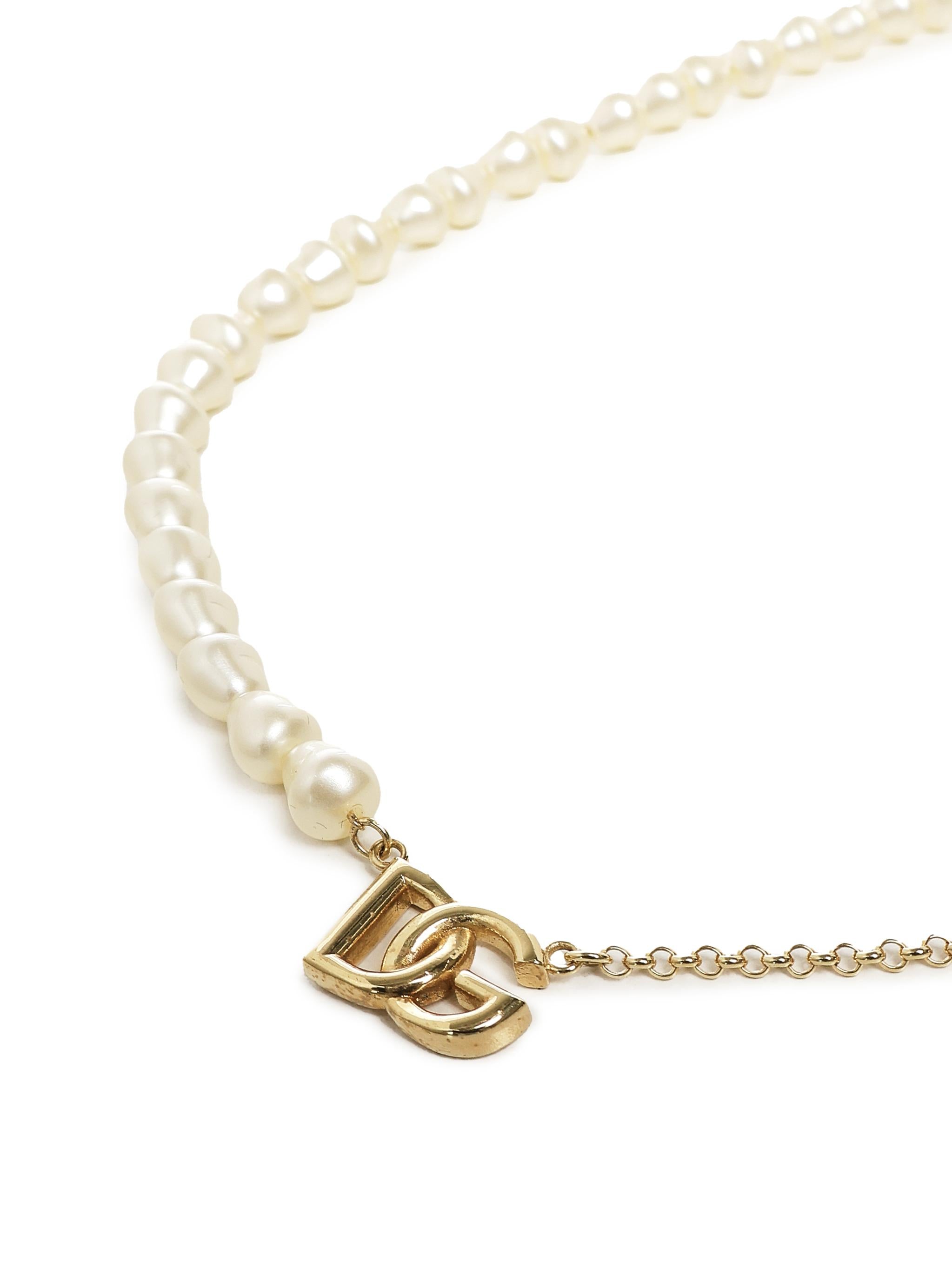Collana a catena con perle e logo WNP2P1 W1111ZOO00 DOLCE & GABBANA 