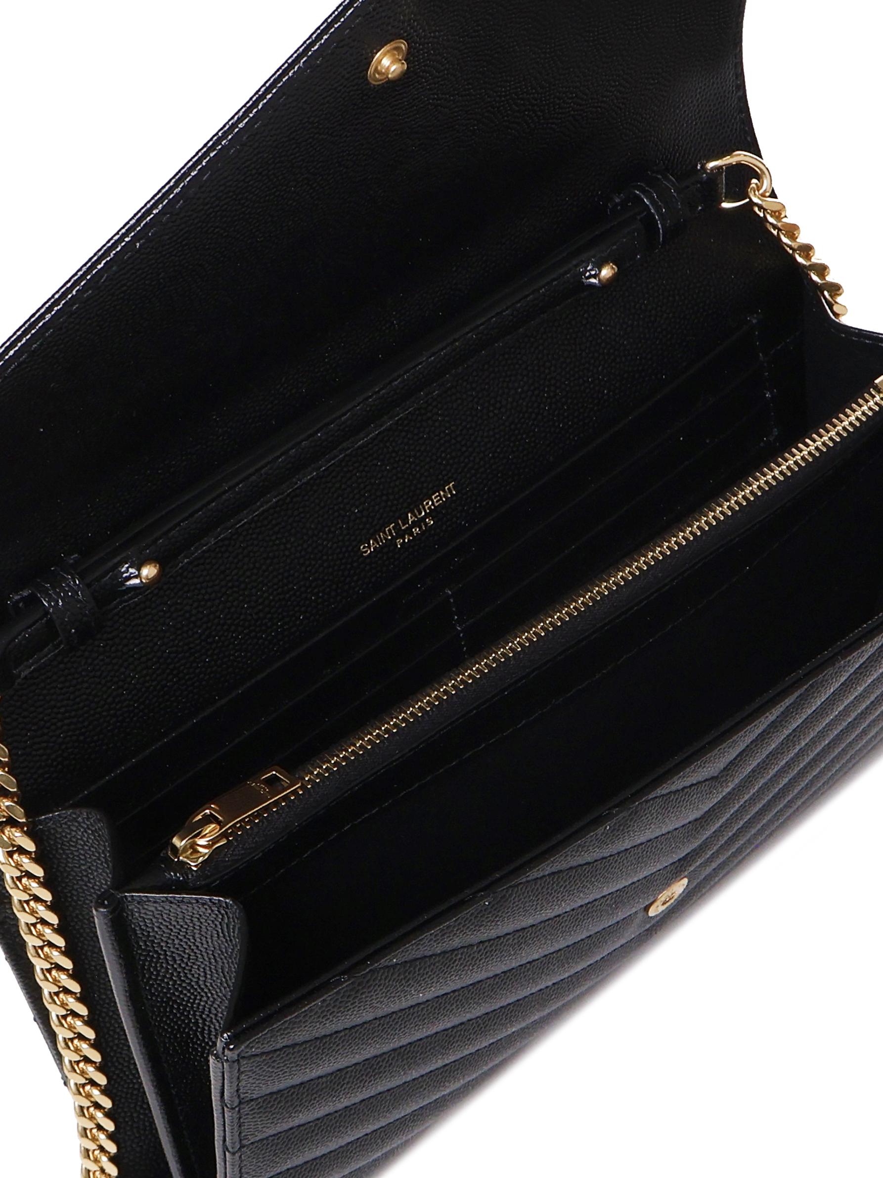 Pochette con catena Cassandre in pelle grain de poudre 377828 BOW011000 SAINT LAURENT 