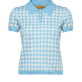 Polo check in misto lino e seta W42422AF SWIMMING POOL/CREAM GUEST IN RESIDENCE 