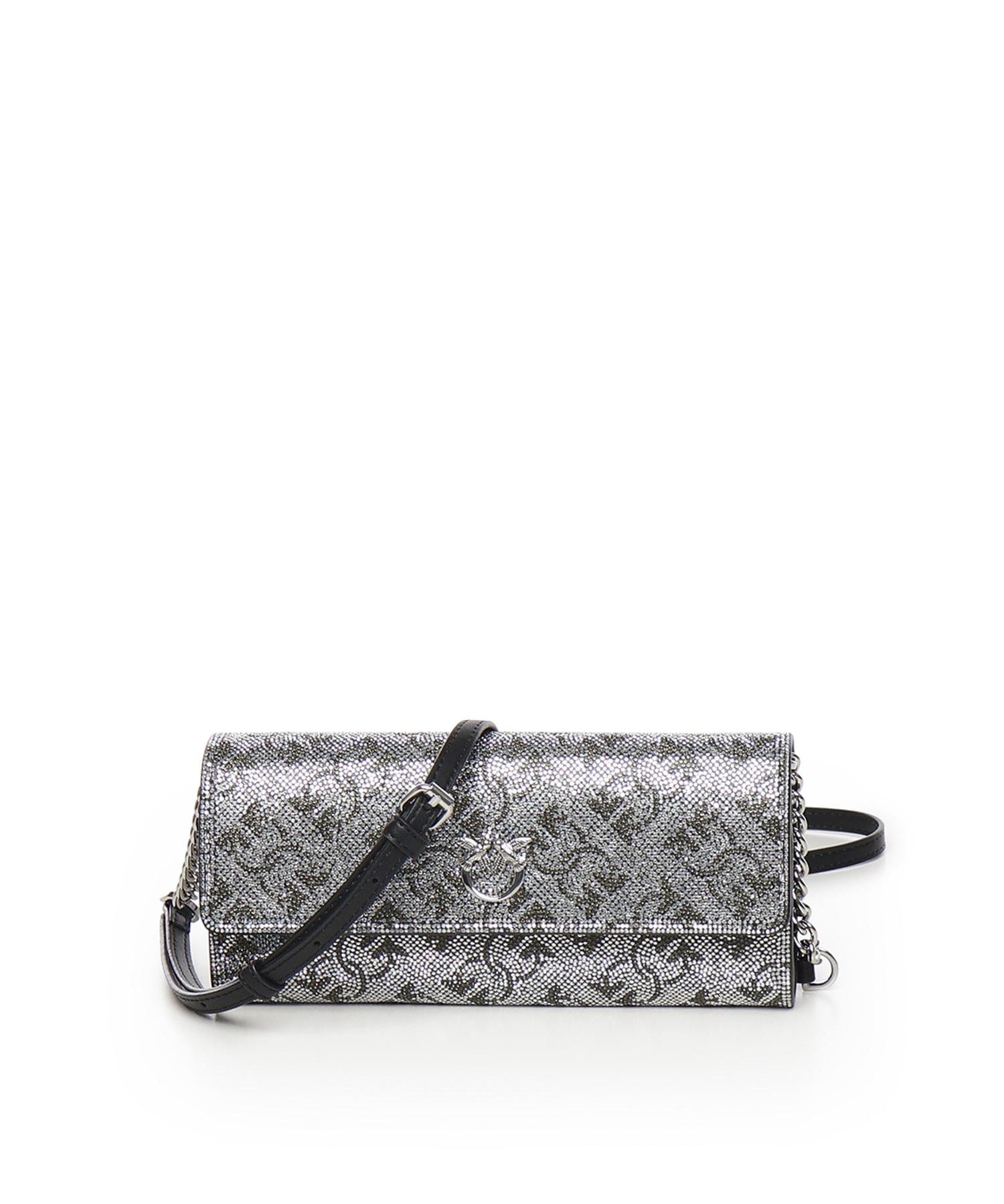 Portafoglio in pelle full strass con tracolla 103765 A20DZZFN PINKO 