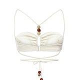 Top a fascia incrociato e perline 622426  MAGDA BUTRYM 