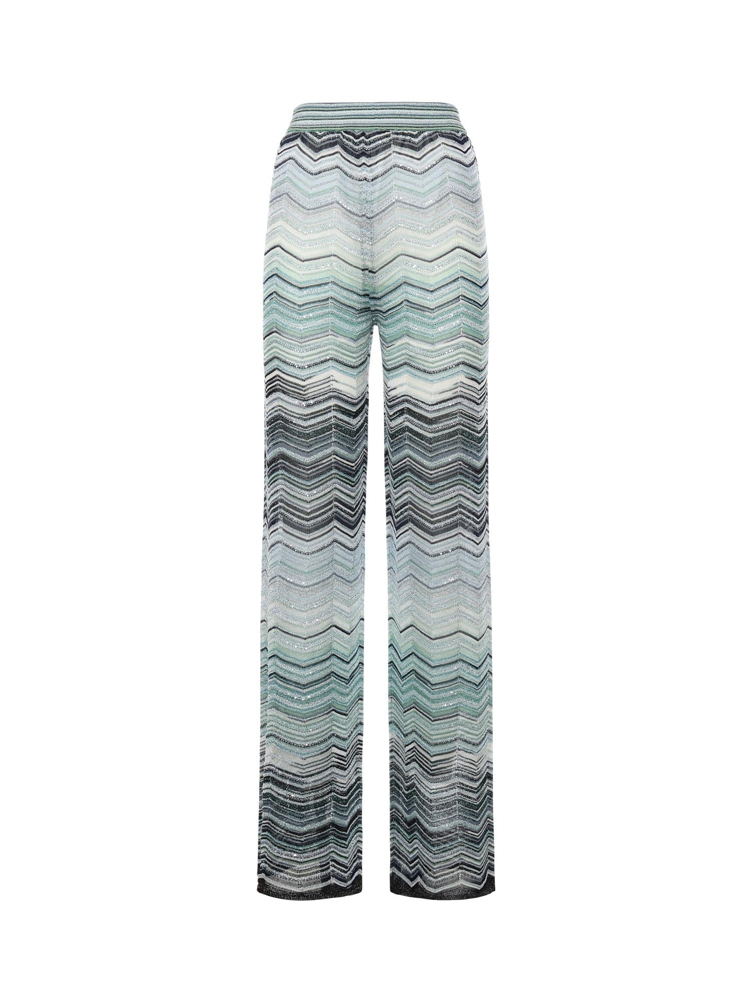 Pantaloni in viscosa chevron lamé con paillettes DS26SI0C BK01H9SMSN4 MISSONI 
