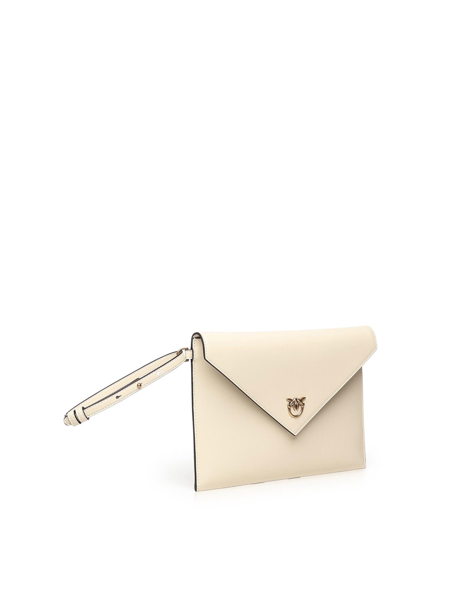Pochette a mano in pelle con logo 104820 A0F1Z14Q PINKO