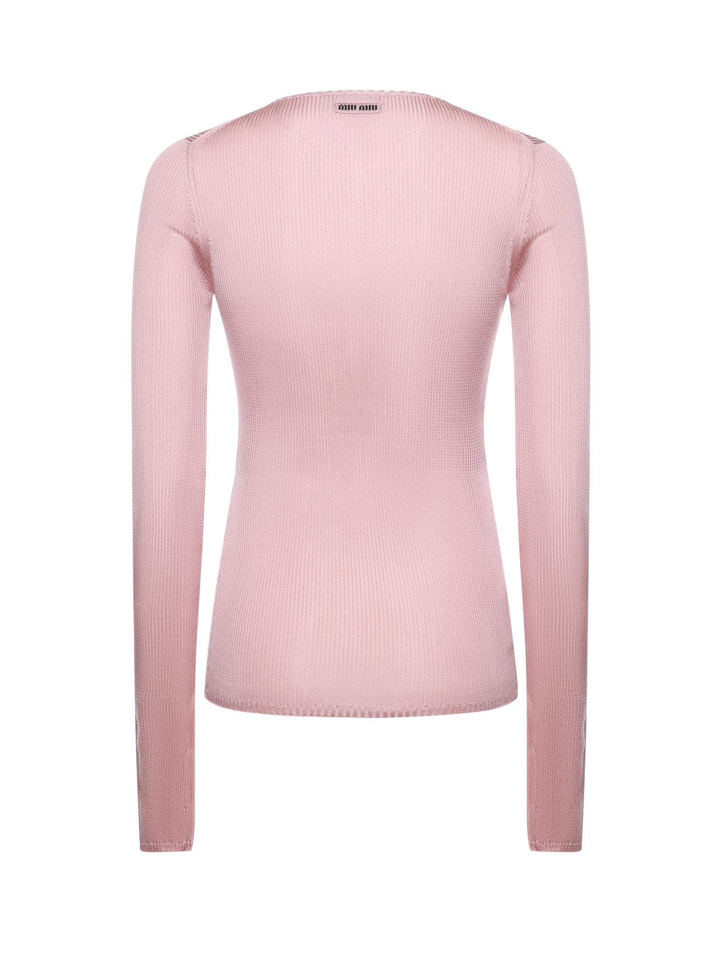 Maglia scollo a V in seta MML01B 18BQF0638 MIU MIU 