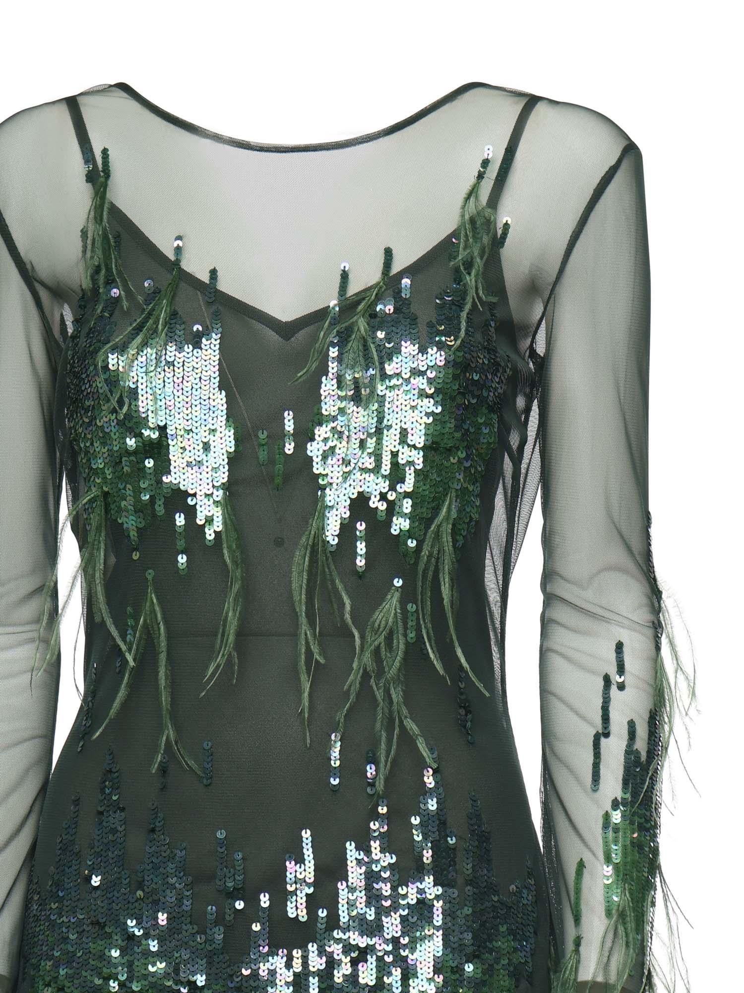 Abito con paillettes e piume 105579 A2SYAS0 PINKO 