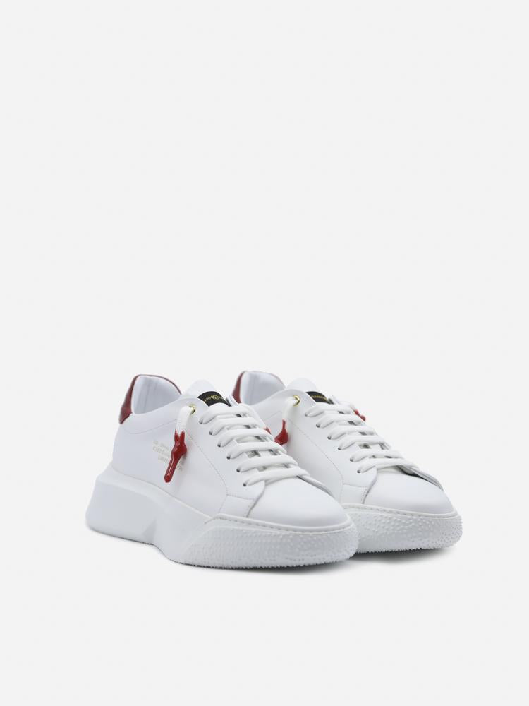 Sneakers nemesis in pelle con talloncino a contrasto<BR/> NEMESIS 2 NAPPA/CROCKWHITE/RED GIULIANO GALIANO 