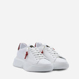 Sneakers nemesis in pelle con talloncino a contrasto<BR/> NEMESIS 2 NAPPA/CROCKWHITE/RED GIULIANO GALIANO 
