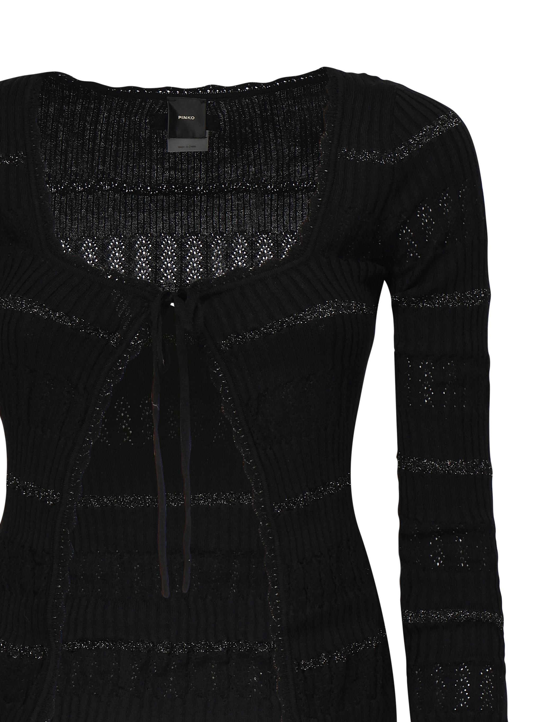 Polo maniche lunghe con riga metallizzata 104734 A2FCZ99 PINKO 