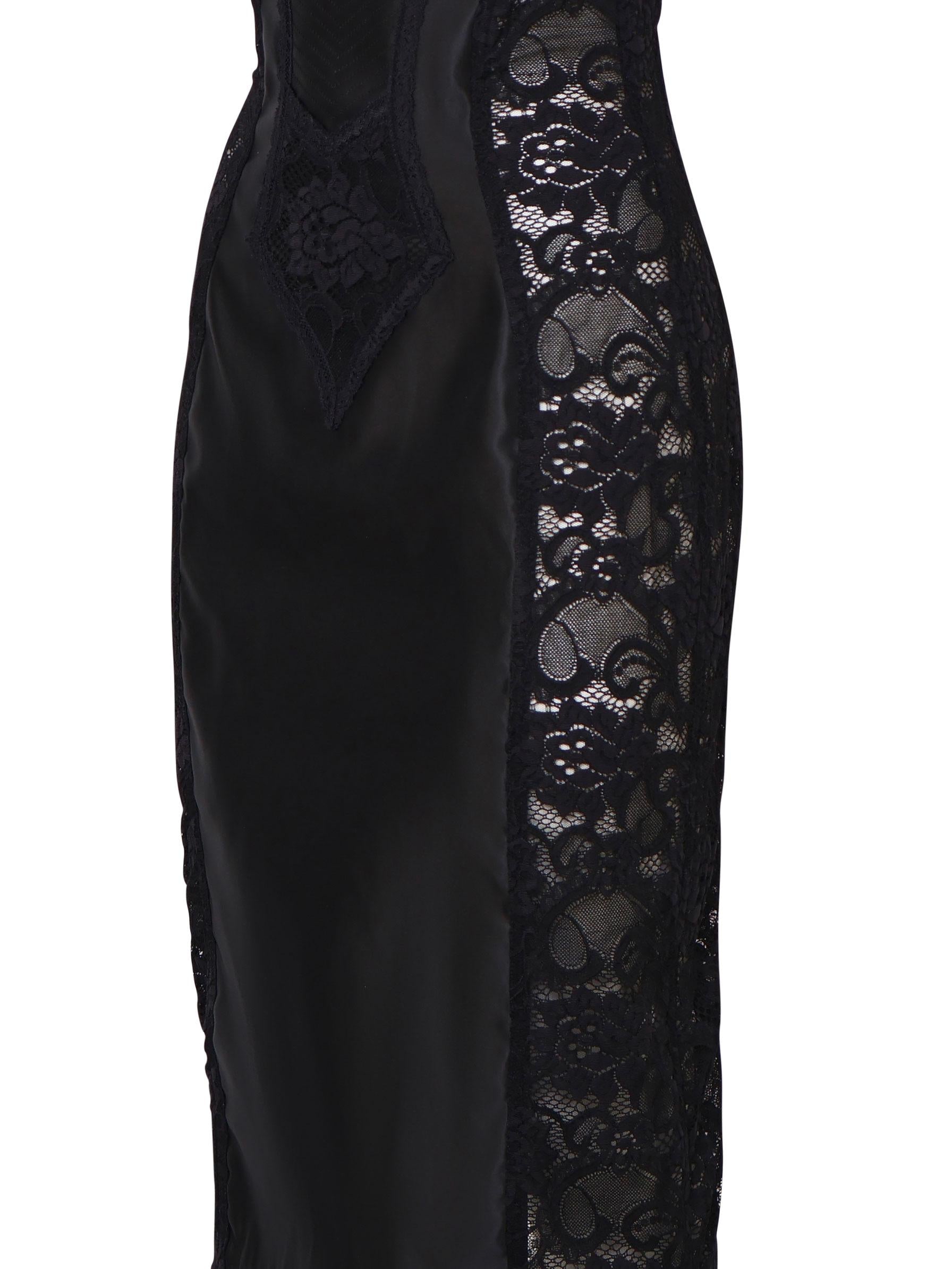 Abito longuette corsetteria in raso e pizzo F6JKZT GDCL9N0000 DOLCE & GABBANA 