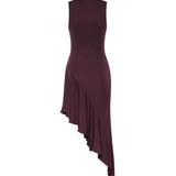 Abito asimmetrico in jersey fluido AA9R3005J090C 332 ALAIA 