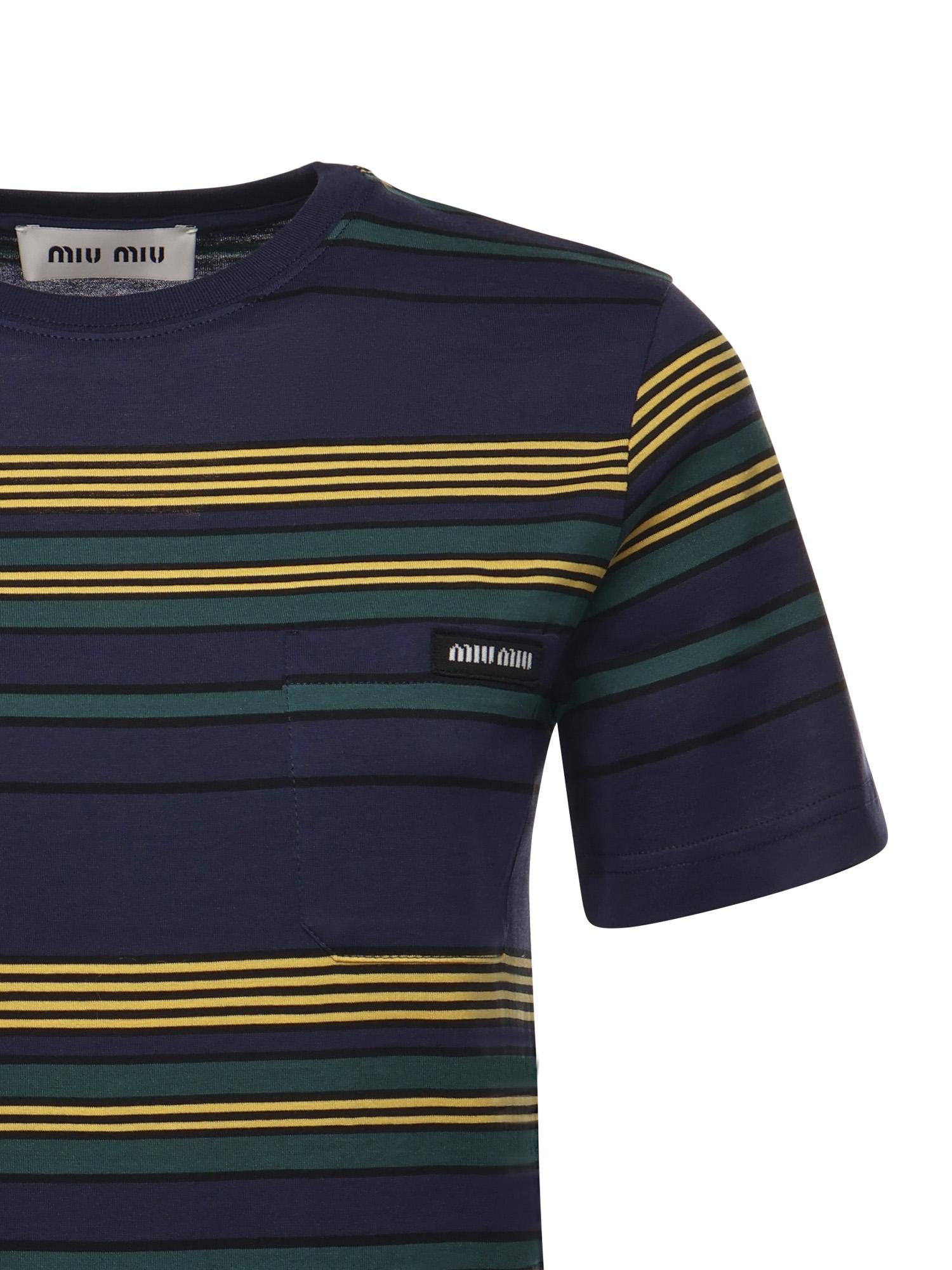 T-shirt in jersey a righe MJNA09 18ZVF0V9D MIU MIU 