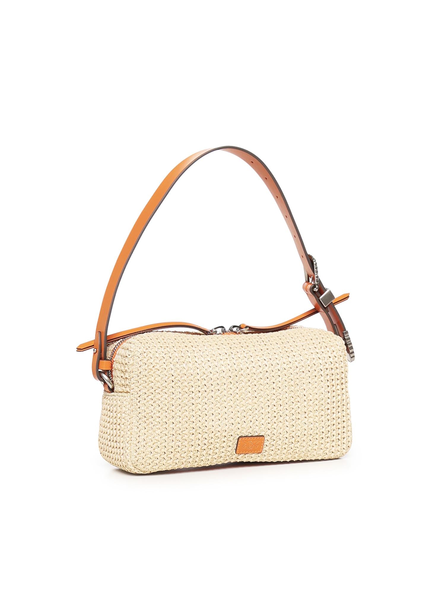 Borsa a spalla in rafia con logo<BR/> 106661 A391HH9O PINKO 