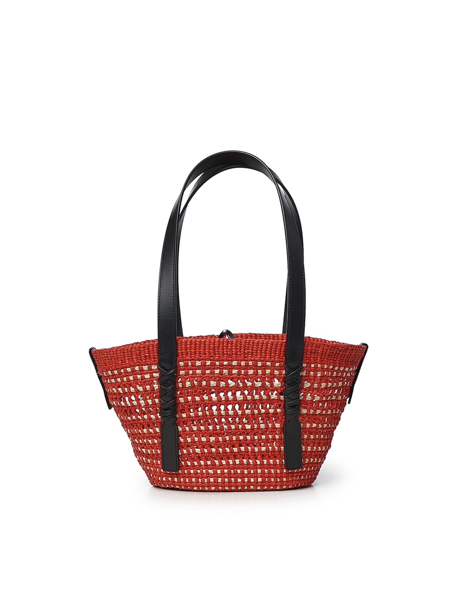 Borsa cesto Braid piccola in palma Iraca e pelle di vitello ASCPIBSX01 7116 LOEWE 
