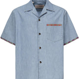 Camicia in denim con finiture stampa floreale 6V0DB04L ALM508 VALENTINO GARAVANI 