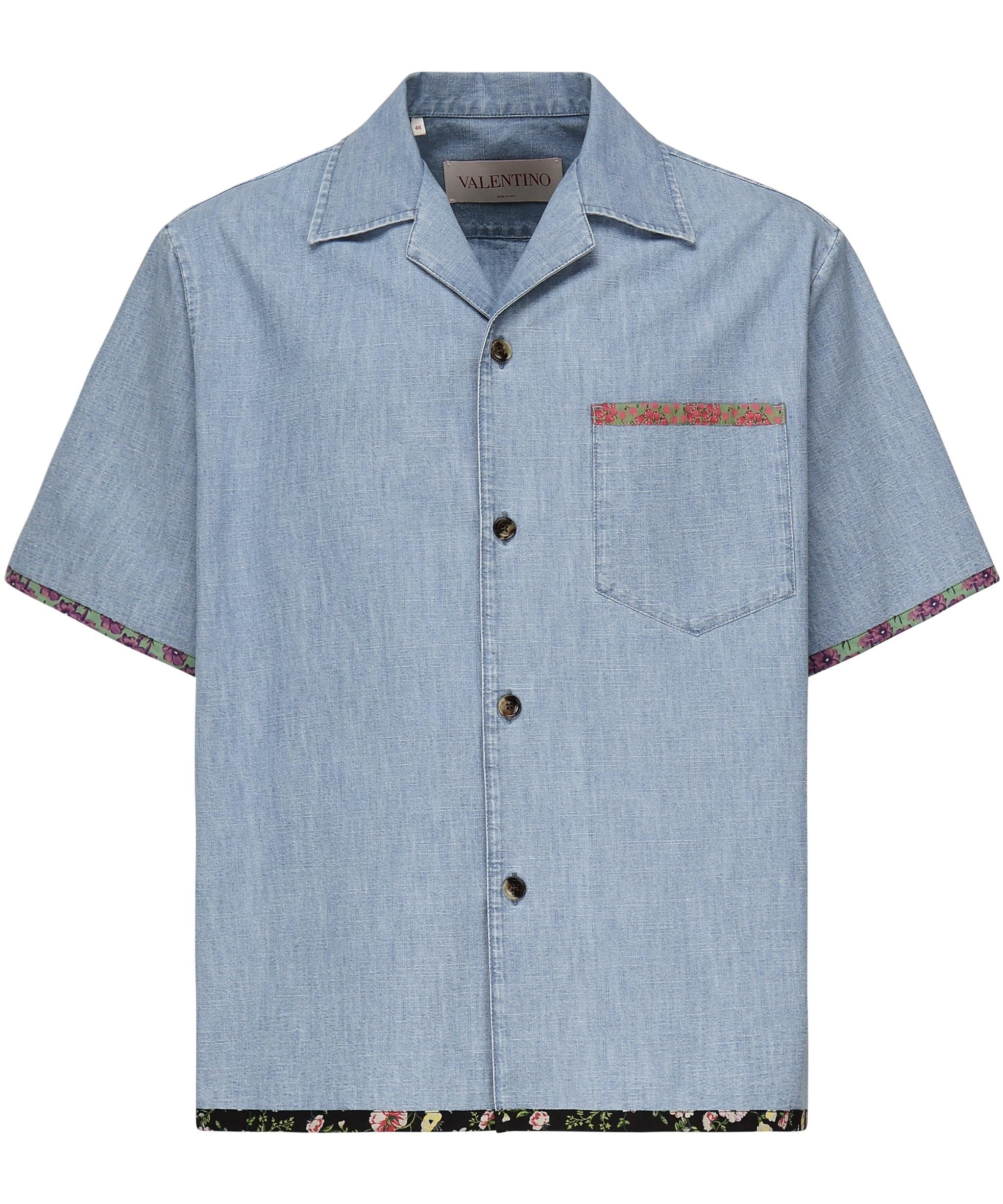 Camicia in denim con finiture stampa floreale 6V0DB04L ALM508 VALENTINO GARAVANI 